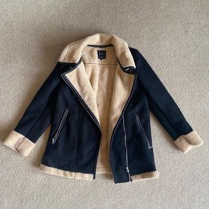 ZARA Faux-fur lapels biker jacket